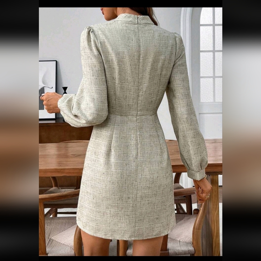 Emery Rose Womens Size S Beige / Apricot Long Sleeve Above Knee Dress New - Picture 6 of 8